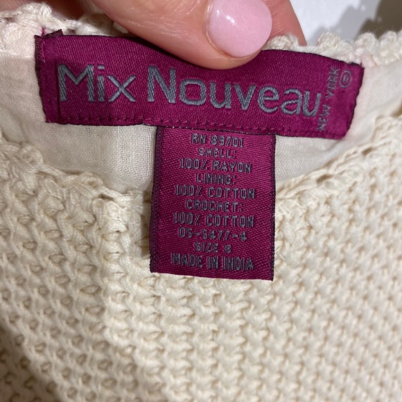 NWT Mix Nouveau Ivory Boho Open Knit Work Maxi Dress - Picture 12 of 15